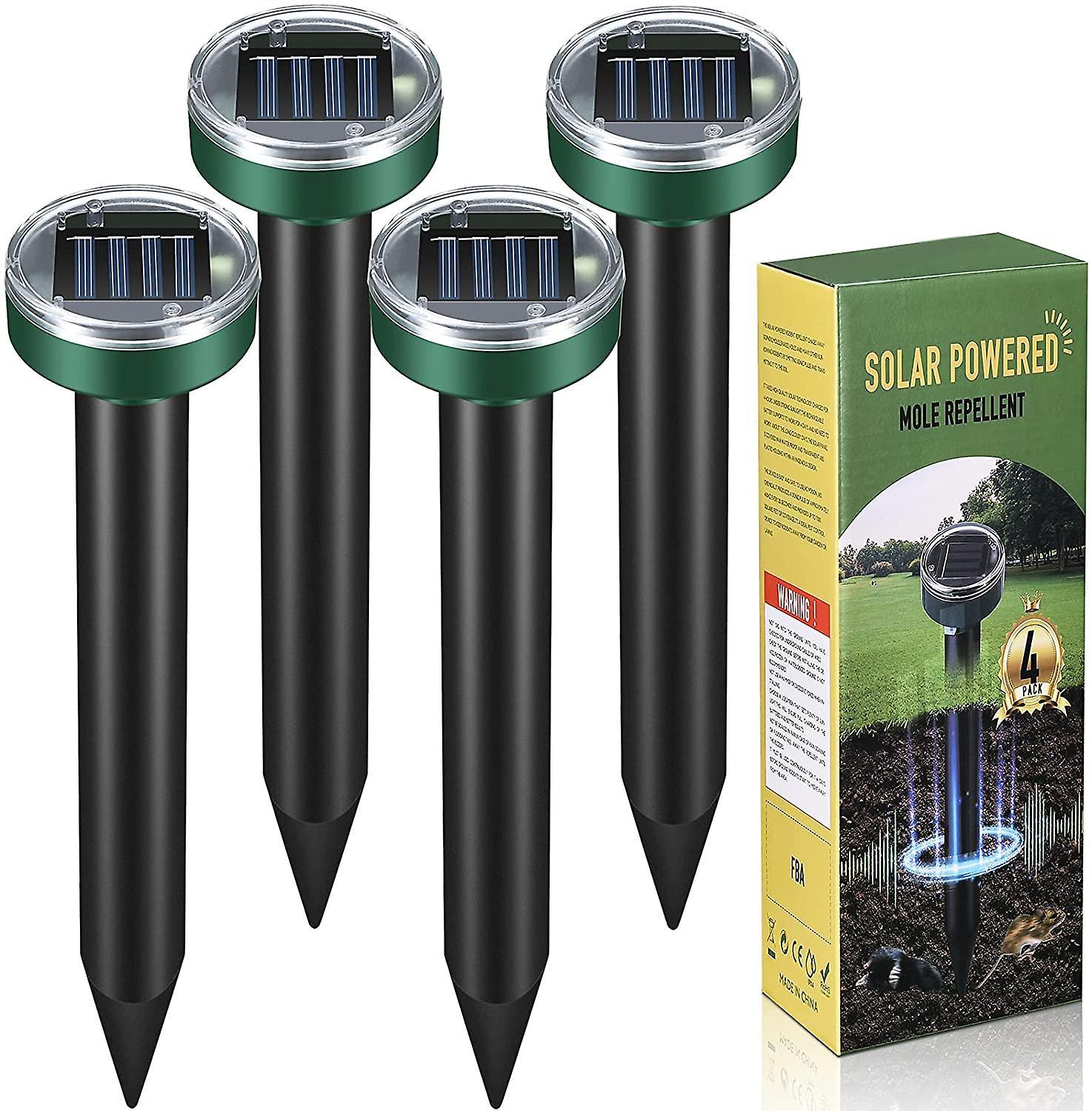 Blackp Nikand Gopher Repellent Ultrasonic Solar Powered - Mole Repellent Stakes Outdoor Pet Safe - Groundhog Repeller Snake Rodent Gopher Spikes Ch...