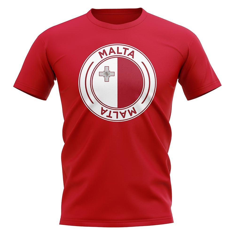 UKSoccerShop Malta Football Badge T-Shirt (Red) XLW