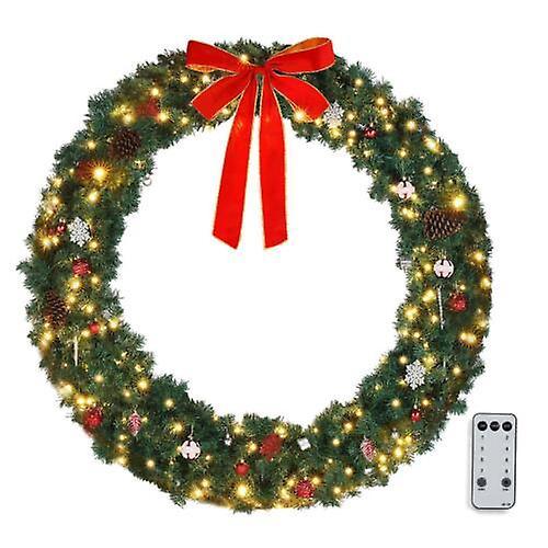 unbrand 48 in Large Pre-Lit Outdoor Christmas Wreath with LED Lights, Bows Decoration