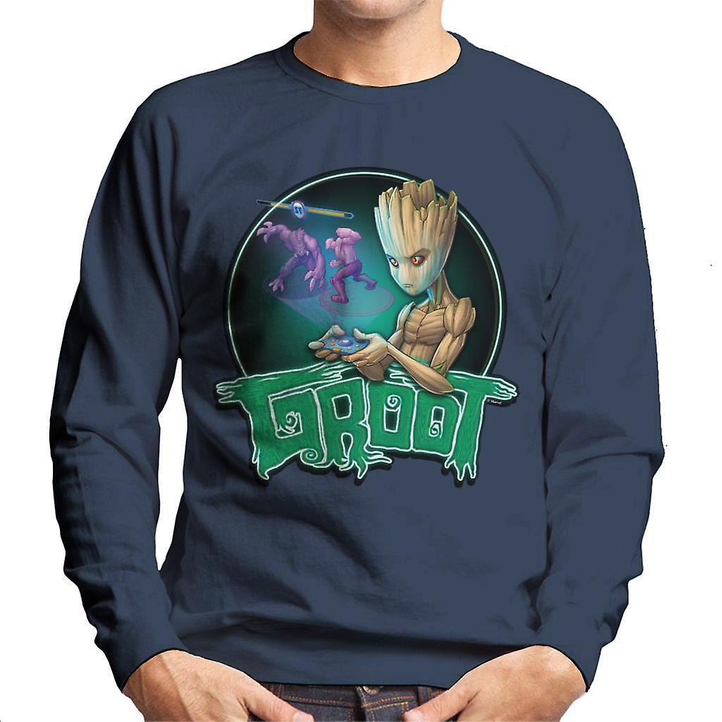 Marvel Guardians Of The Galaxy Teenage Gamer Groot Men's Sweatshirt Navy Blue X-Large