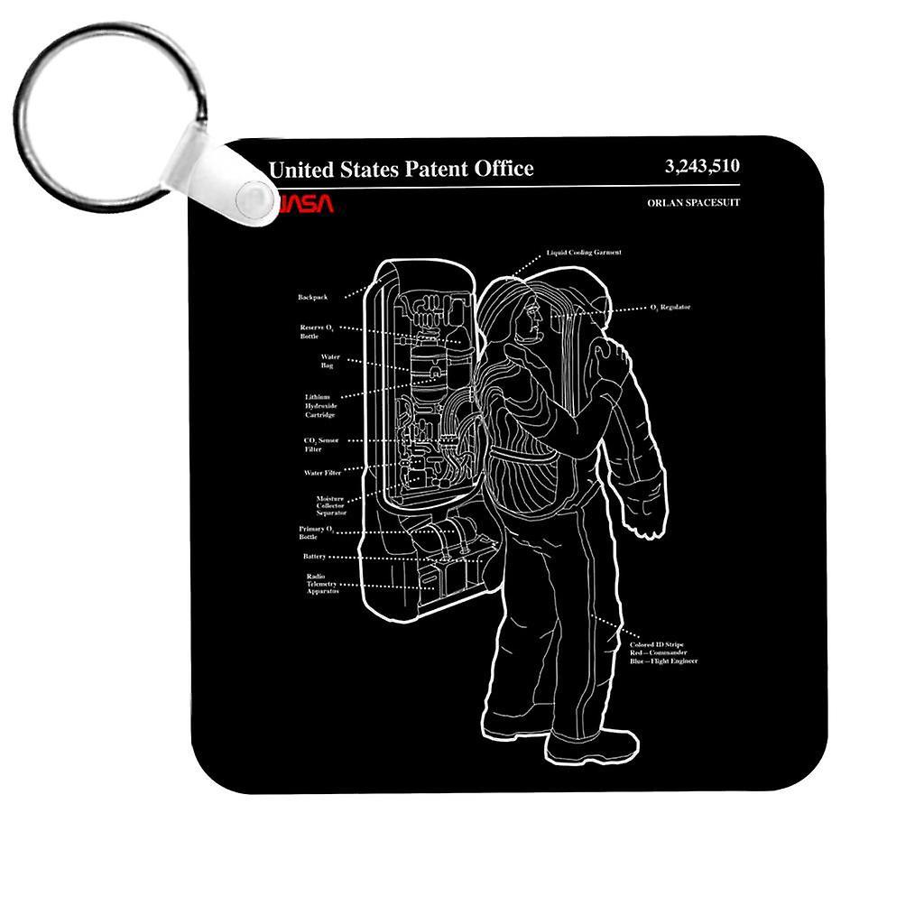 NASA Orlan Spacesuit Backpack Blueprint Keyring Black 5cm x 5cm