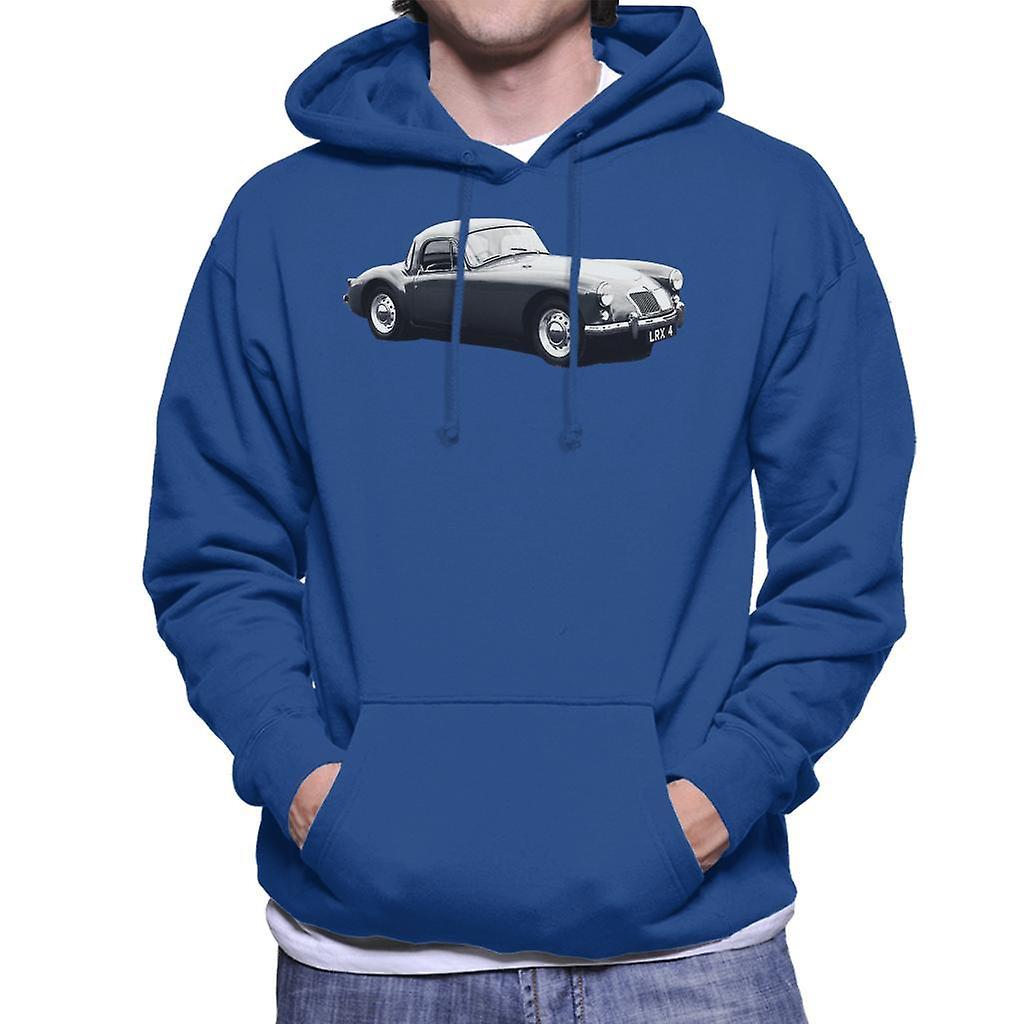 MG Side View British Motor Heritage Men's Hooded Sweatshirt Royal Blue Medium