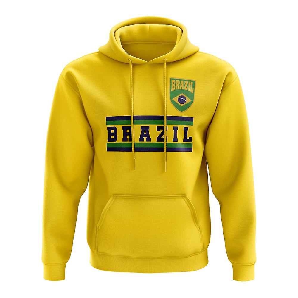 UKSoccerShop Brazil Core Football Country Hoody (Yellow) Large (42-44 inch)