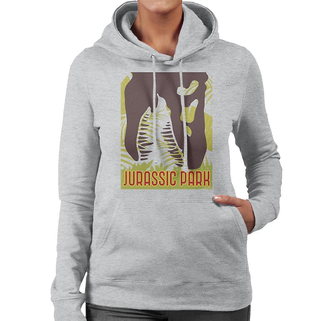 Jurassic Park T Rex Skeleton Silhouette Eating Women's Hooded Sweatshirt Heather Grey Medium