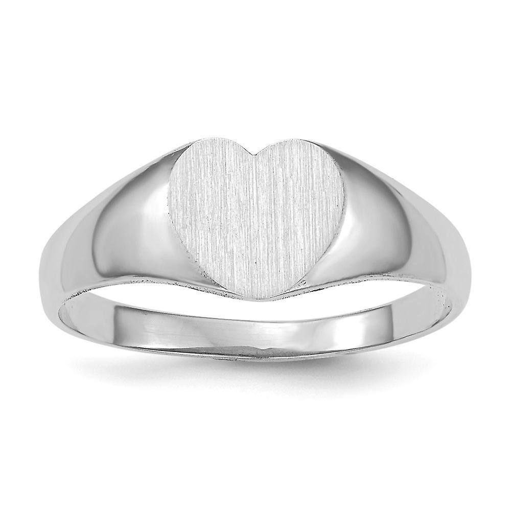 JewelryWeb 14k White Gold Polished Solid Back Engravable Signet Ring Size 6 Jewelry for Women - 2.8 Grams