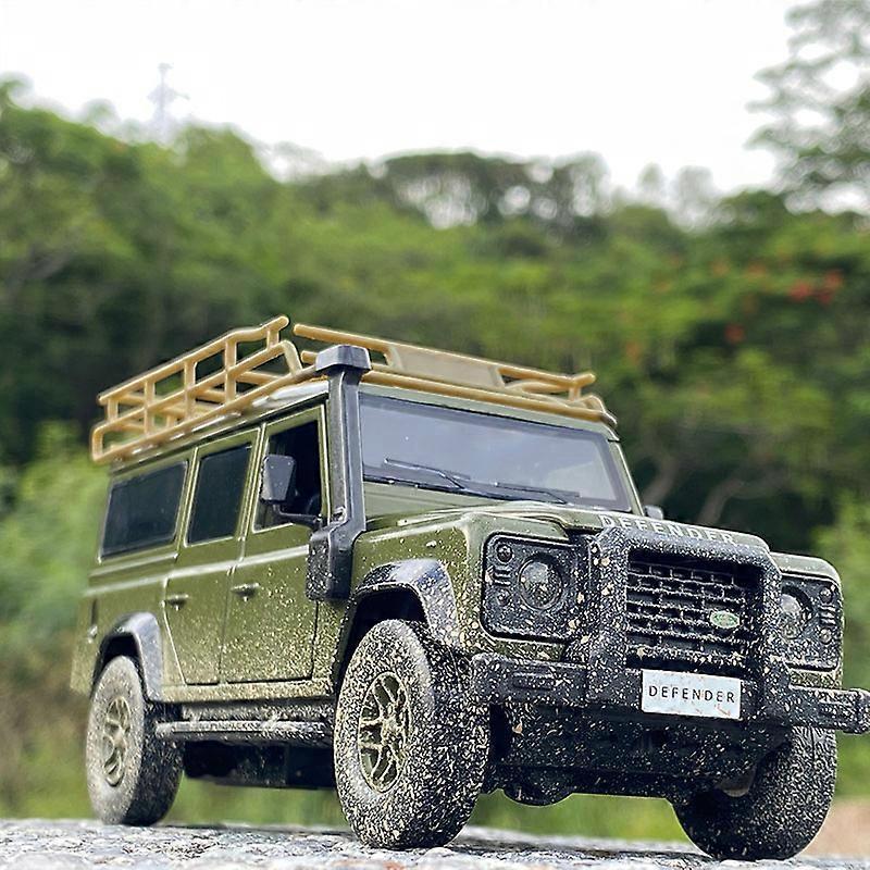 Toy Cars 1:32 Rover Defender Alloy Car Model Diecasts Metal Toy Off-Road Vehicles Car Model Simulation Collection Childrens Toy Gift Muddy green