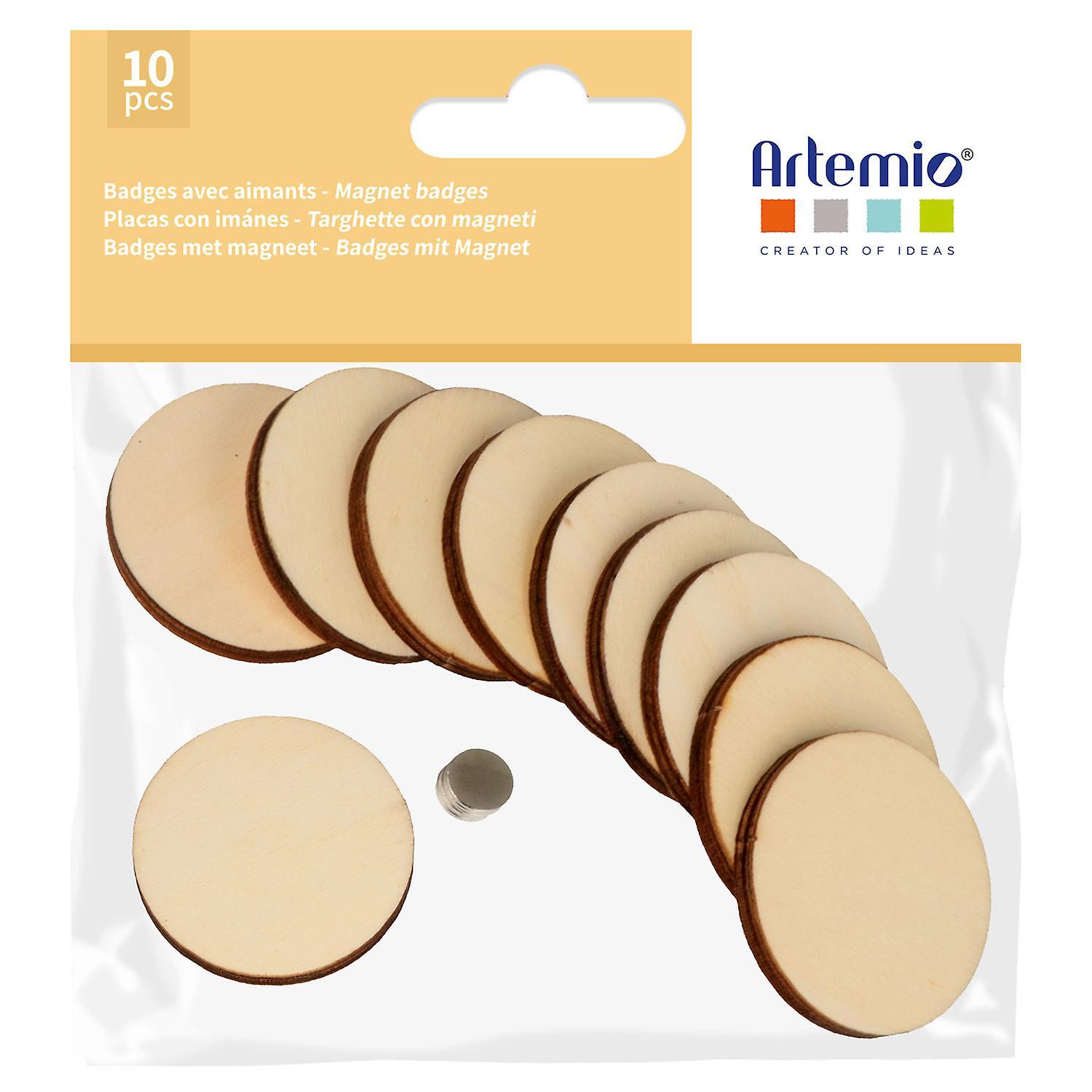 Artemio 10 wooden magnets to personalize Beige 4,5 x 0,5 cm