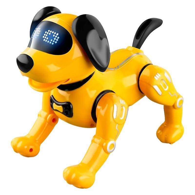 Wiuo Childrens Intelligent Remote Control Robot Stunt Voice Conversation Gesture Sensing Toy Pet Robot Dog Gift yellow