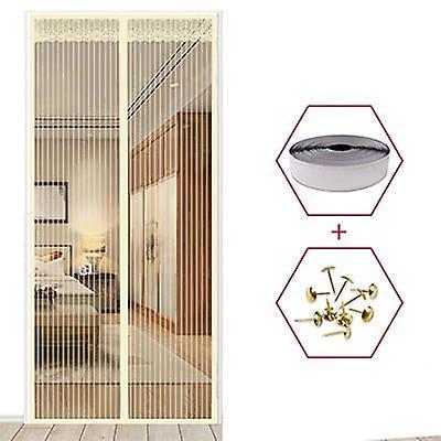 Slowmoose High-quality Magnetic Mesh Summer Anti Mosquito Net On The Door Magic Magnets 90X230CM / Stripe Beige