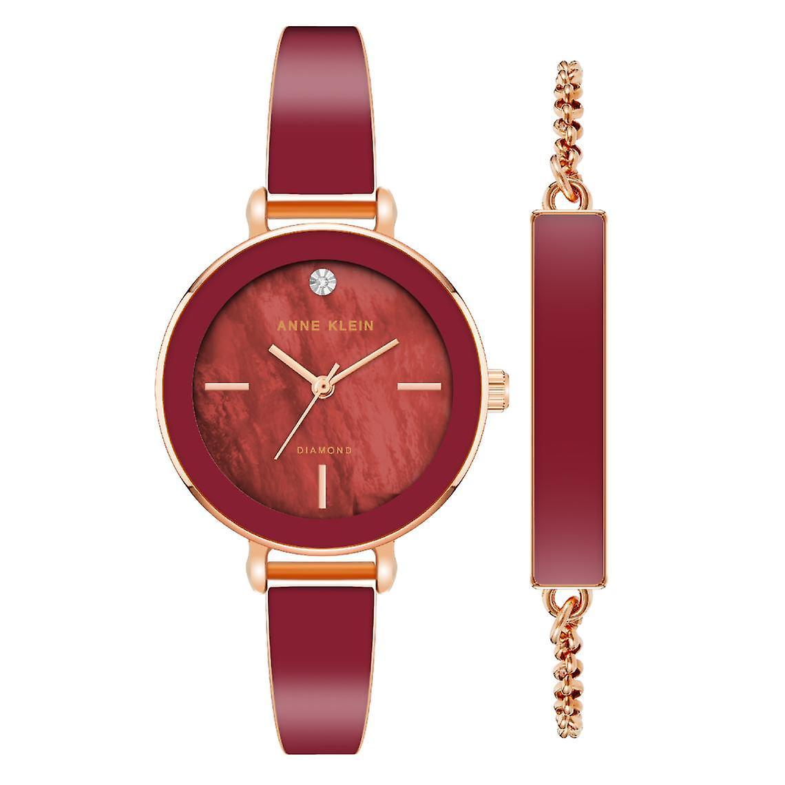 Anne Klein AK-3620BYST Women's Watch Set Bordeaux