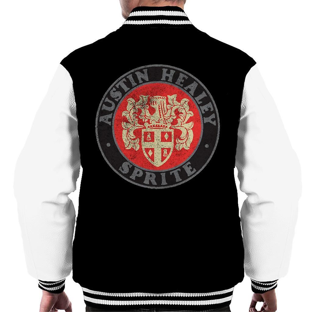 Austin Healey Sprite Logo British Motor Heritage Men's Varsity Jacket Black/White Large