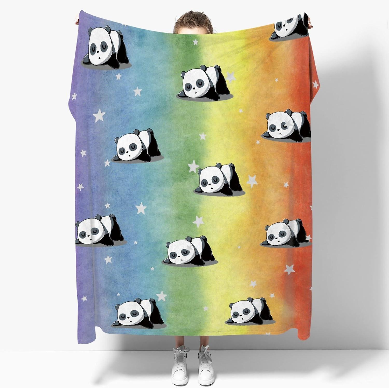 Kerota Panda Rainbow Blanket Flannel Fleece Throw Blanket Lightweight Fluffy Soft Blanket Cozy Living Room Couch, Sofa, Bed Extra Large for Family ...