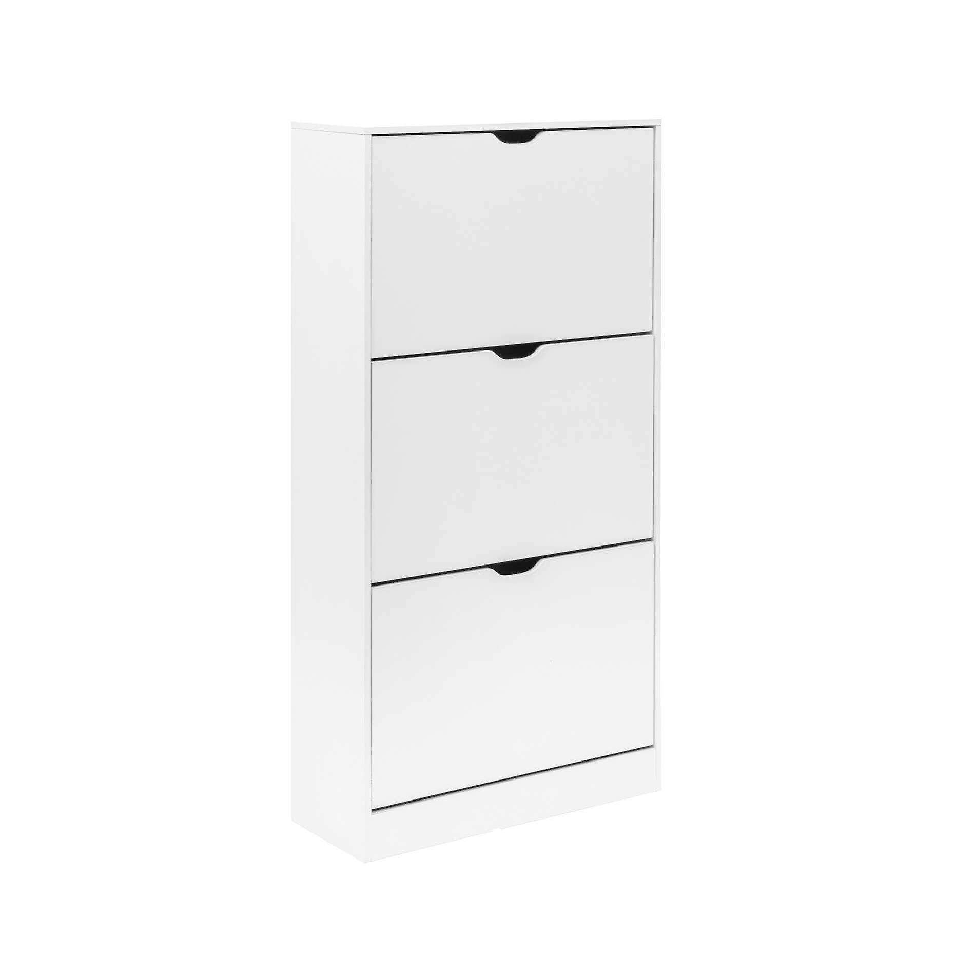 Mobili Rebecca Rebecca Mobili Shoe Cabinet White MDF Space Saving Cabinet 3 Doors for 12 Pairs for Hallway