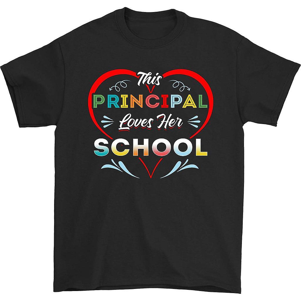 HISHARK This principal loves her school t-shirt Black L