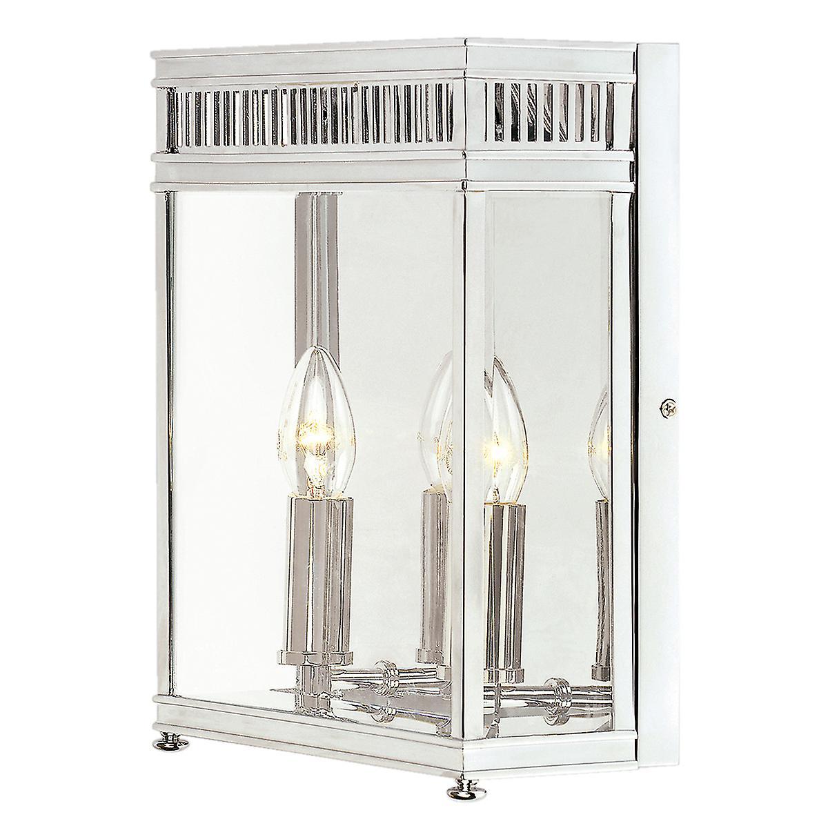 Holborn 2 Light Outdoor Medium Wall Half Lantern Light Polished Chrome IP44 E14