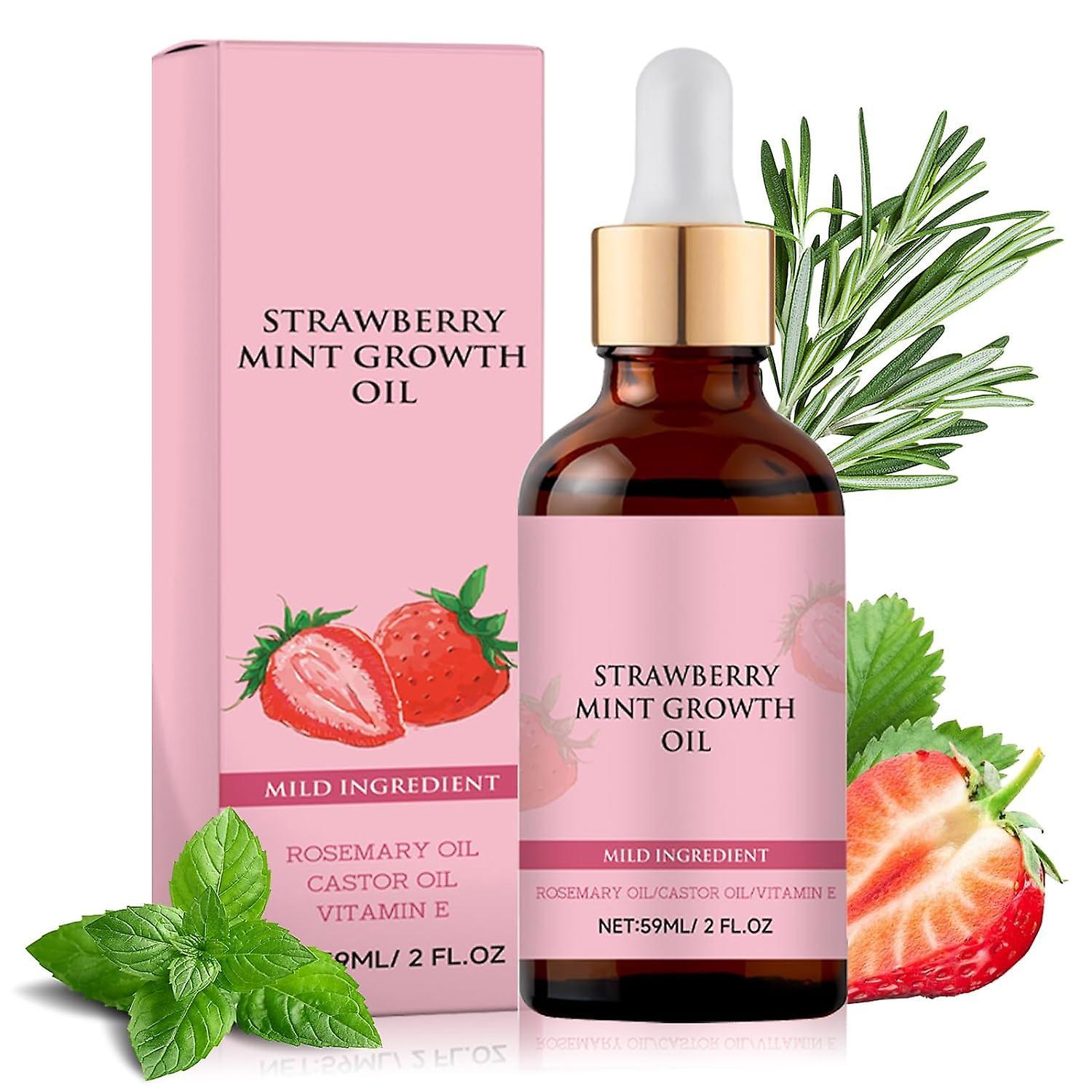 Frusde Strawberry Mint Growth Oil, Strawberry Mint Hair Growth Oil, Natural Rosemary Hair Growth Serum for Thin, Dry & Damaged Hair 1Pcs