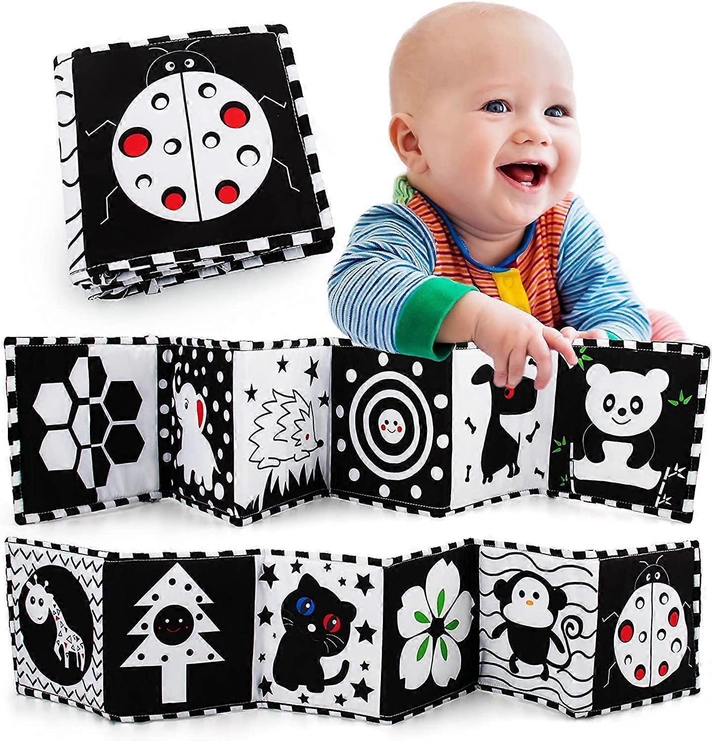 Baicccf Black and White High Contrast Sensory Baby Toys Baby Soft Book for Early Education, Infant Tummy Time Toys, Three-Dimensional Can Be Bitten...