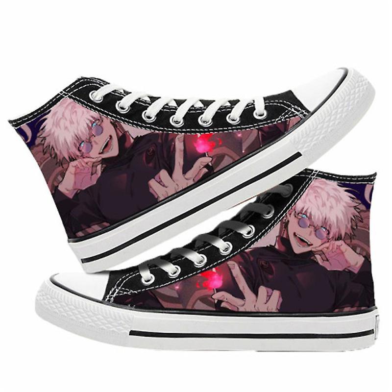 Carrep Anime Jujutsu Kaisen Ryomen Sukuna Cosplay Canvas Shoes Boys Girls Gojo Satoru Sneakers Casual High Platform Breathable Shoes M 39