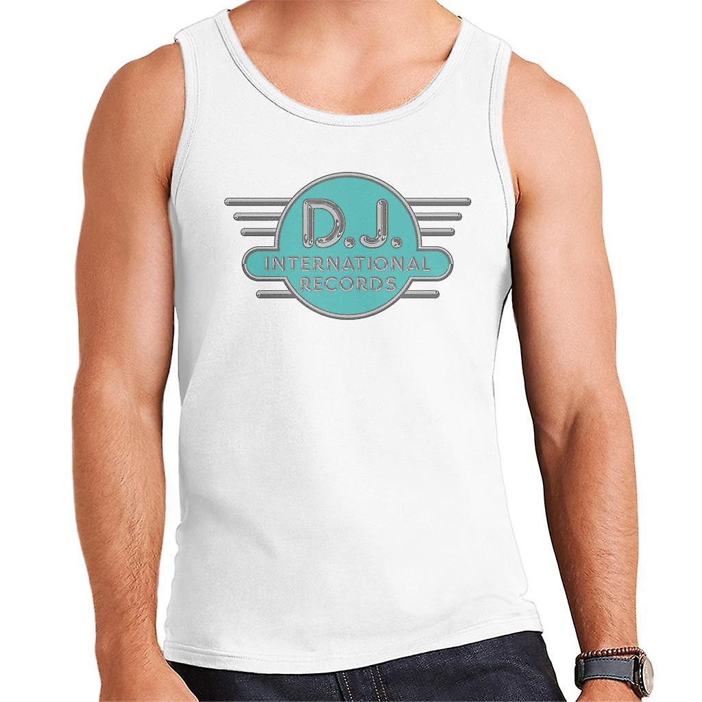 DJ International Records Cyan Logo Men's Vest White Medium