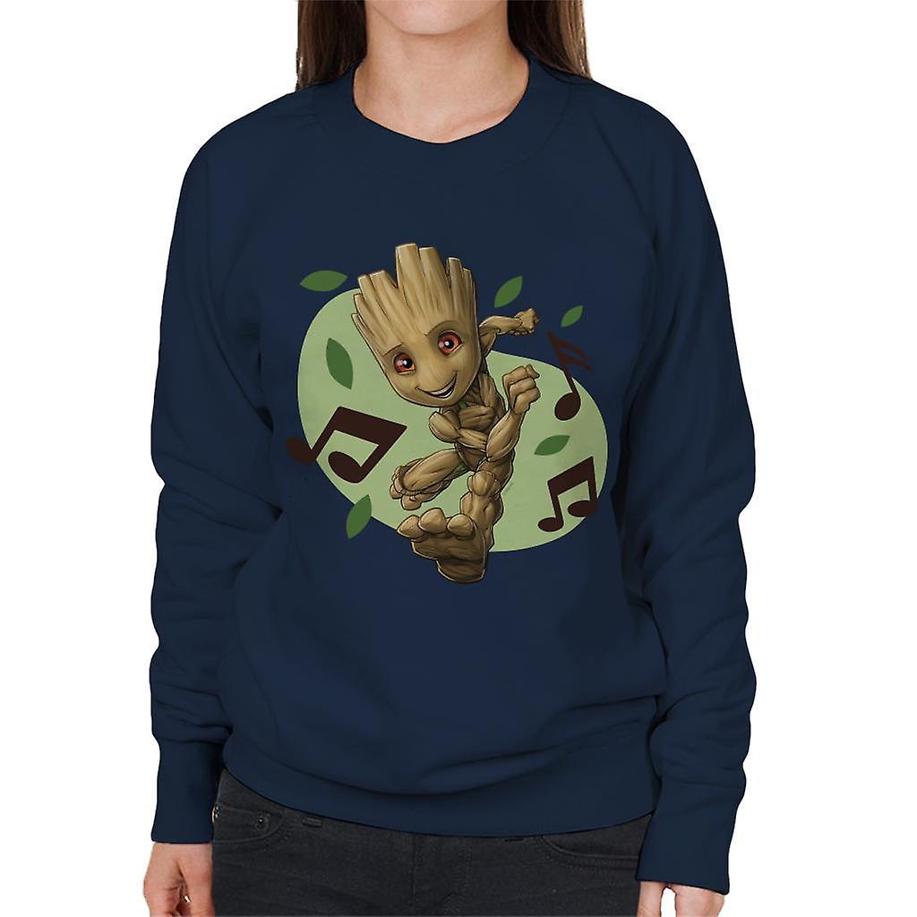 Marvel Guardians Of The Galaxy Groot Musical Clefs Women's Sweatshirt Navy Blue X-Large