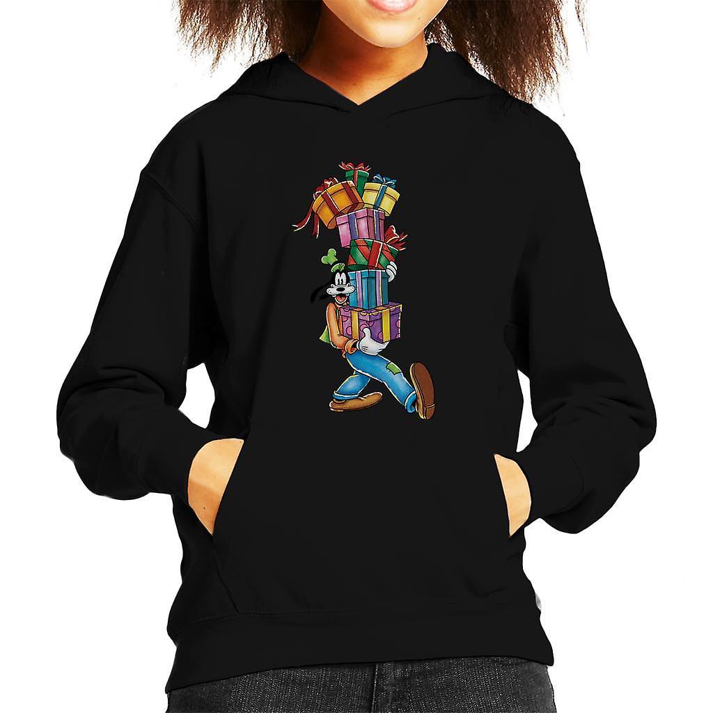 Disney Christmas Goofy Mountain Of Presents Kid's Hooded Sweatshirt Black X-Large (12-13 yrs)