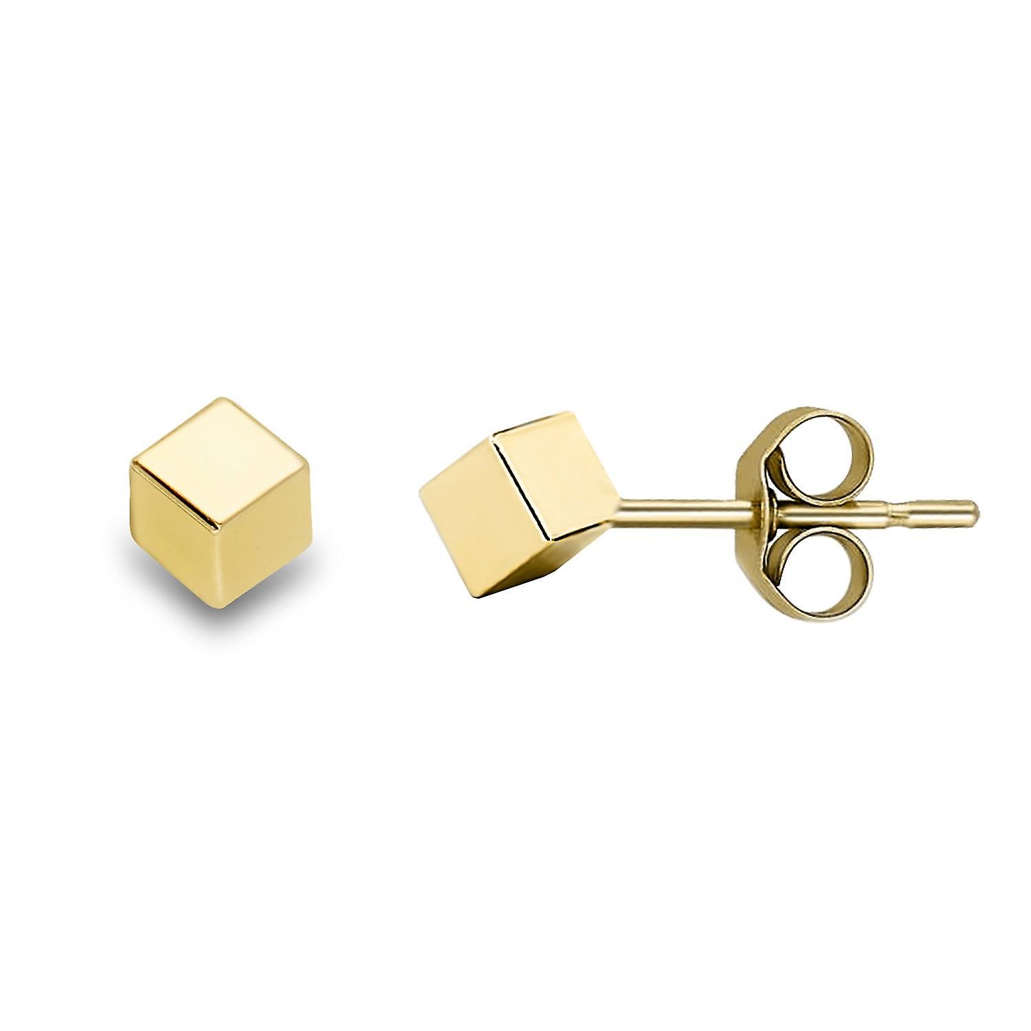 9ct Gold  Square Polished Cube Stud Earrings 3mm - SENR02175