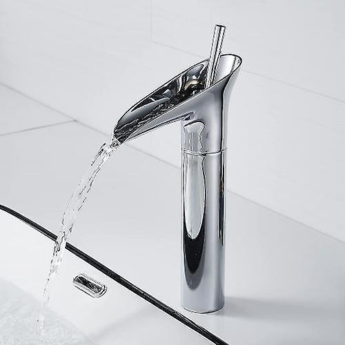 Barsinfi Basin Faucet, Waterfall Mixer Tap For Bathroom, Adjustable Hot And Cold Basin Mixer Tap, Chrome Plated Brass