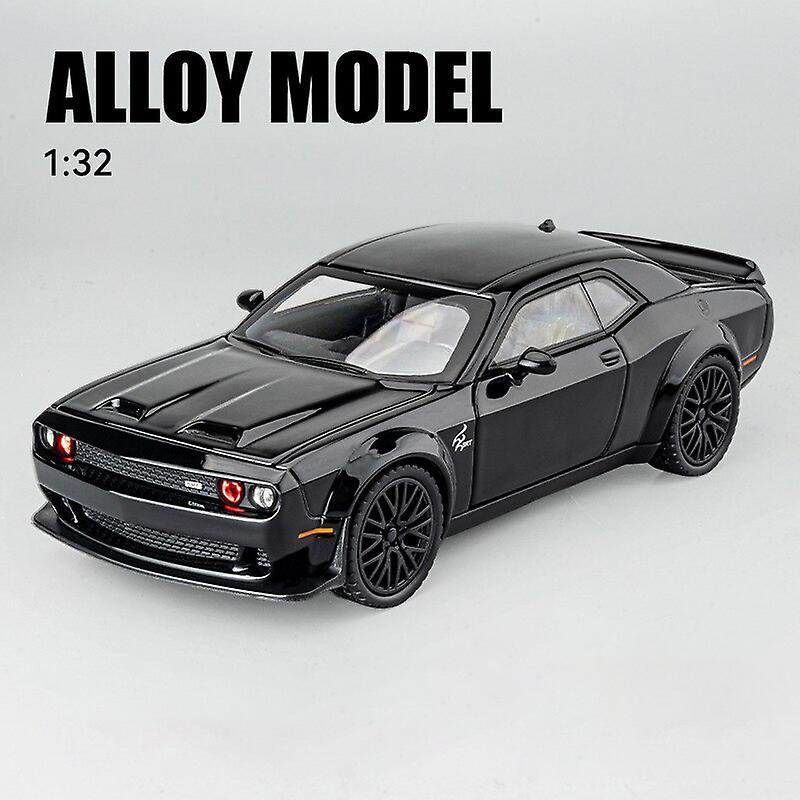 1:32 Dodge Challenger Hellcat Redeye Alloy Car Model Simulation Diecast Metal Toy Vehicles Model Sound Light Collection Kid Gift Toy Cars Black