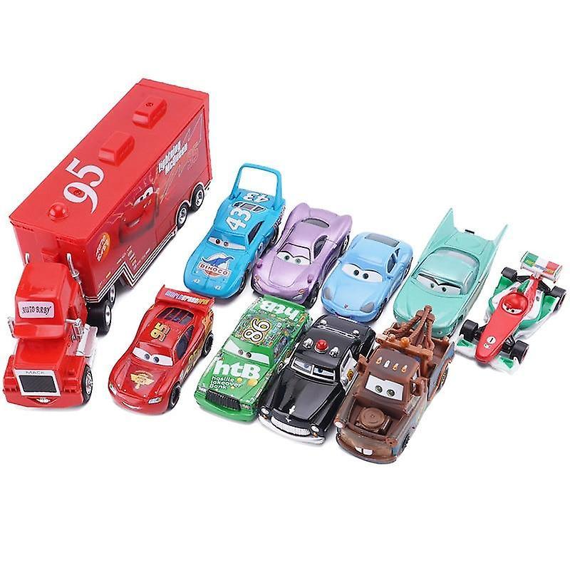 Slowmoose Disney Pixar Cars, 3 Lightning 1:55 Diecast Metal Alloy Model Car 9 Cars and 1 Truck