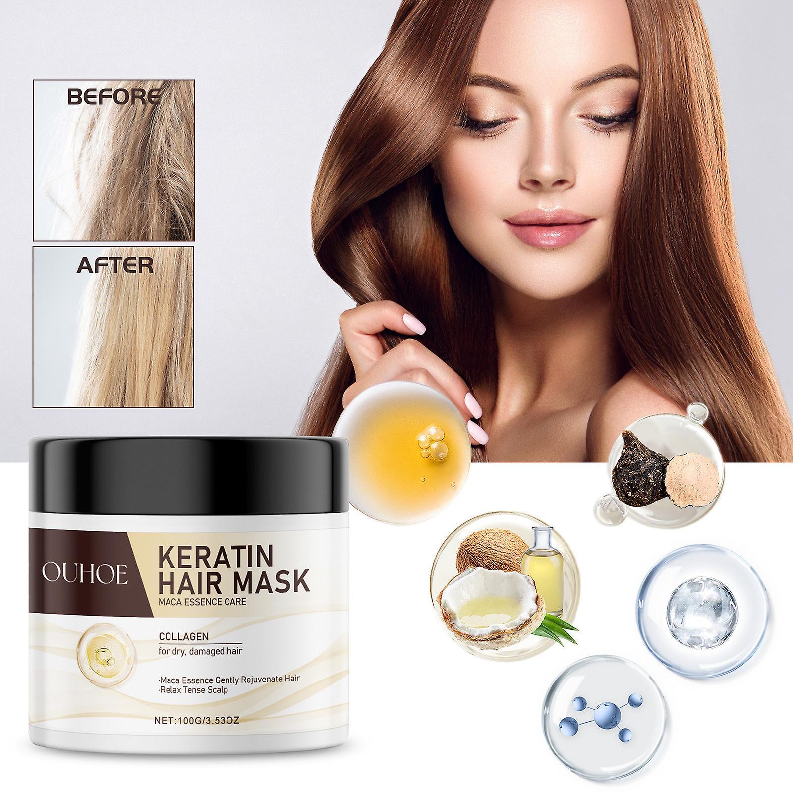 Gaoguang Keratin Hair Mask Hair Deep Repair Conditioning Argan Oil Hair Mask Essence For Dry Damaged Hair All Hair Types 100g GAO1977 A Free Size