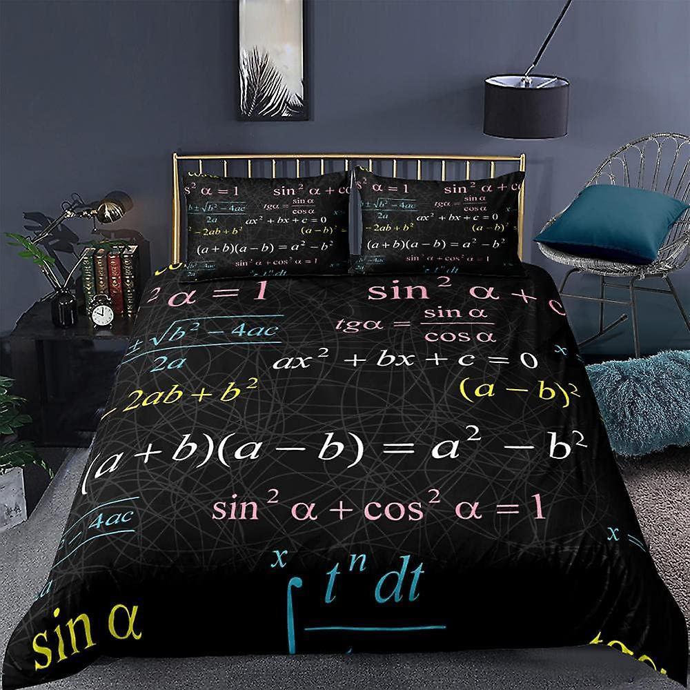 Kerota Bedding Sets D Mathematical Formula Color Digital Printing Duvet Cover and Pillowcase Polyester Zipper Closure Boys 135*200 CM Single135x200cm