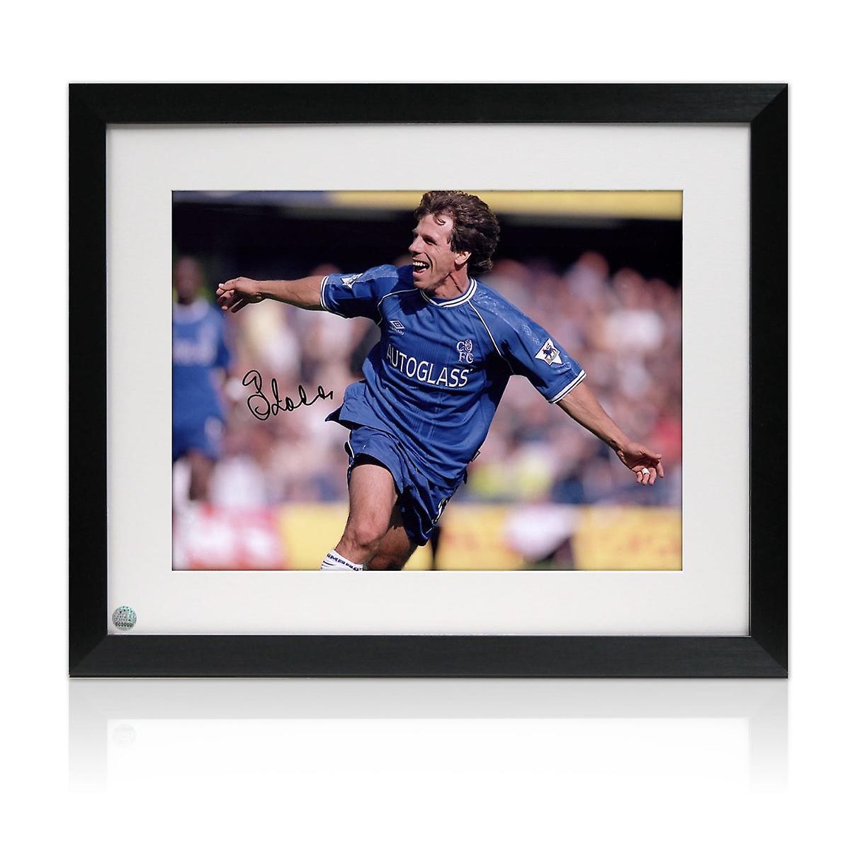 Exclusive Memorabilia Gianfranco Zola Signed Football Photo: West Ham Goal. Framed