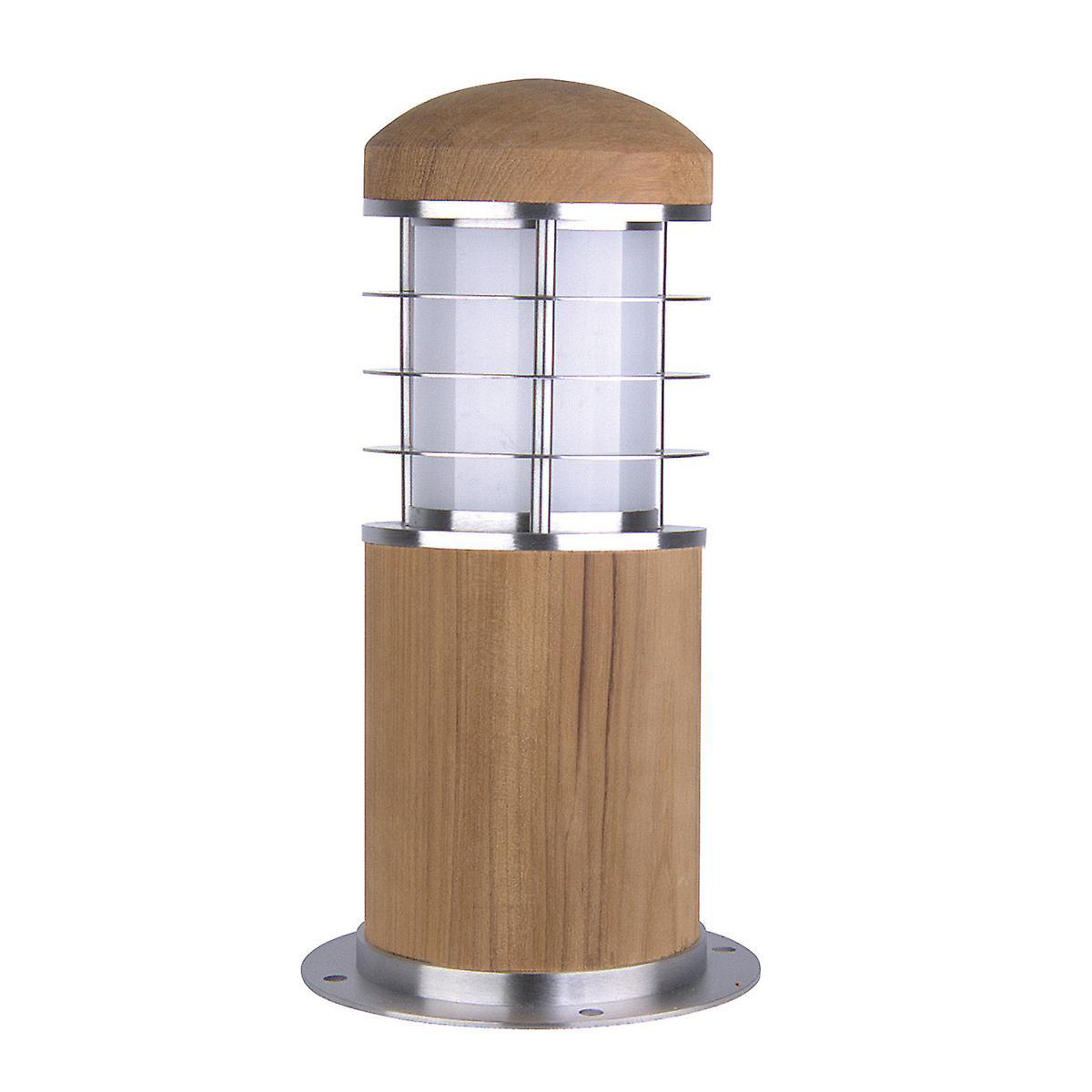 Poole 1 Light Outdoor Bollard Light Stainless Steel Teak IP55 E27