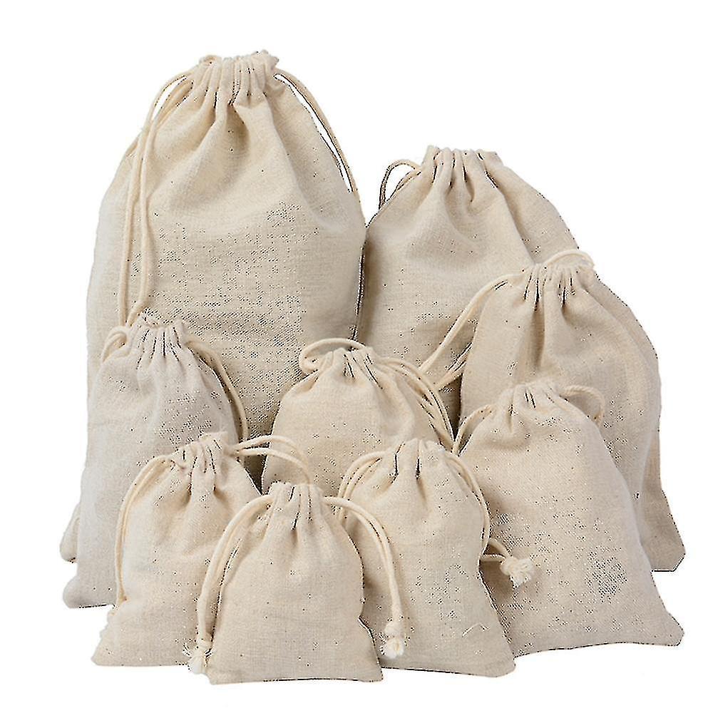 Yuntianzun 50 Pcs Cotton Linen Bags,drawstring Bags Gift Bags For Birthday Party Wedding ,store 8x10cm