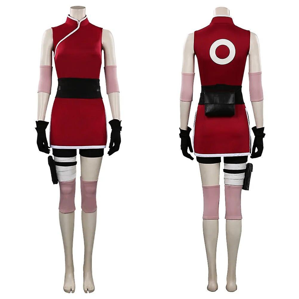 Duqi Haruno Sakura Cosplay Costume Outfits Halloween Carnival Suit Red XS