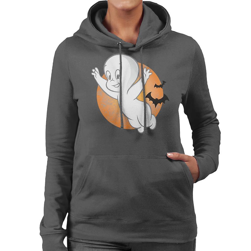 Casper The Friendly Ghost Moon Flying Women's Hooded Sweatshirt Charcoal Small