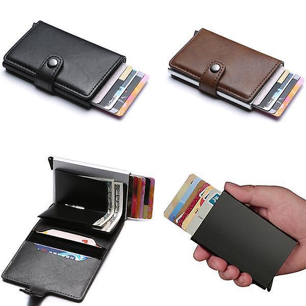 Best Trade Smart RFID Protection Wallet Card Holder 5st Card Genuine Leather 5 Colors Black