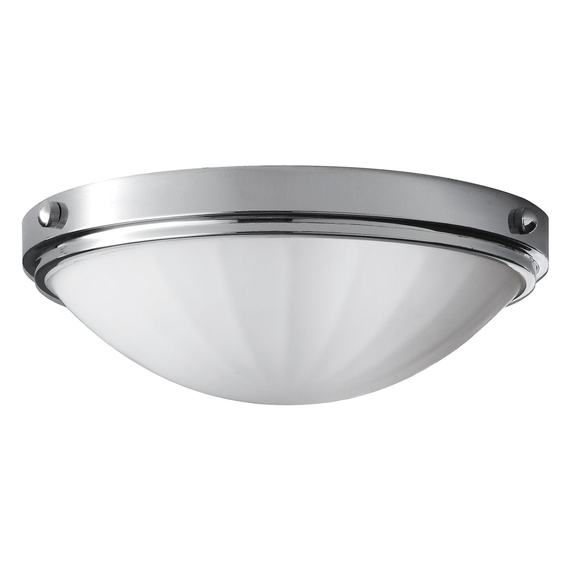 Perry 2 Light Bathroom Flush Mount Ceiling Light Polished Chrome IP44 E27