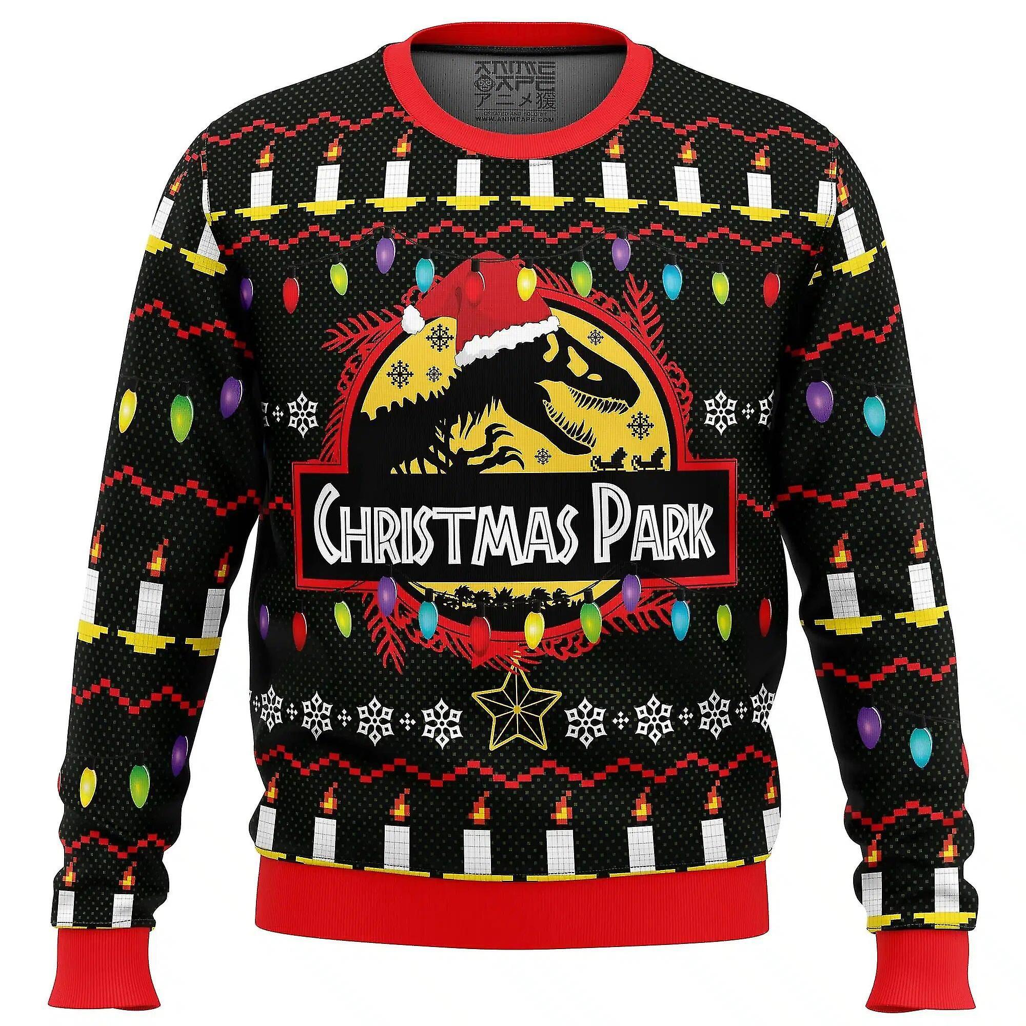 DUqi Ethics Of Cloning Jurassic Park Ugly Christmas Clothing Gift Santa Claus Pullover Men 3d Autumn And Winter Sweatshirt EL zipper-089 Adult-XXXXL