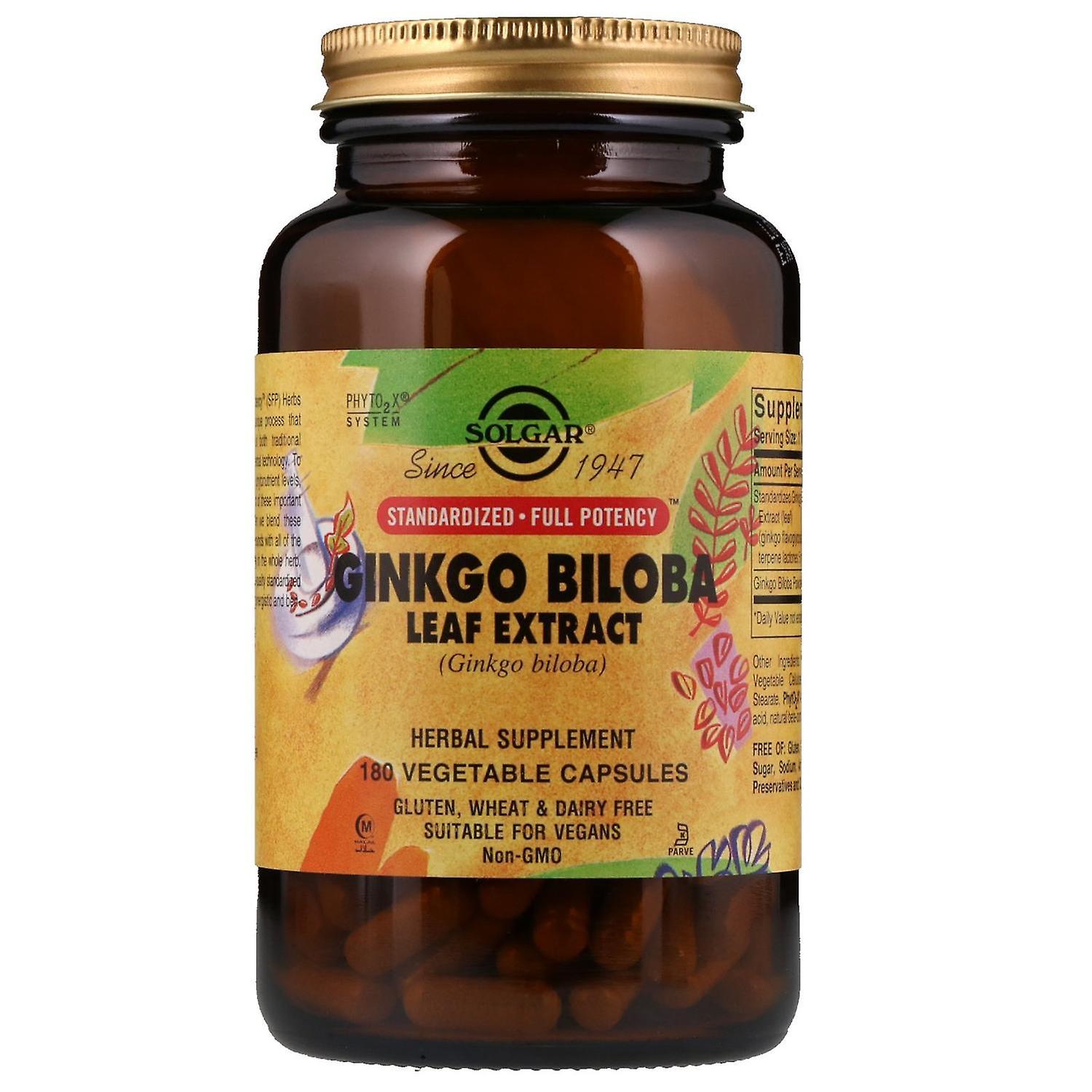 Solgar, Ginkgo Biloba Leaf Extract, 180 Vegetable Capsules