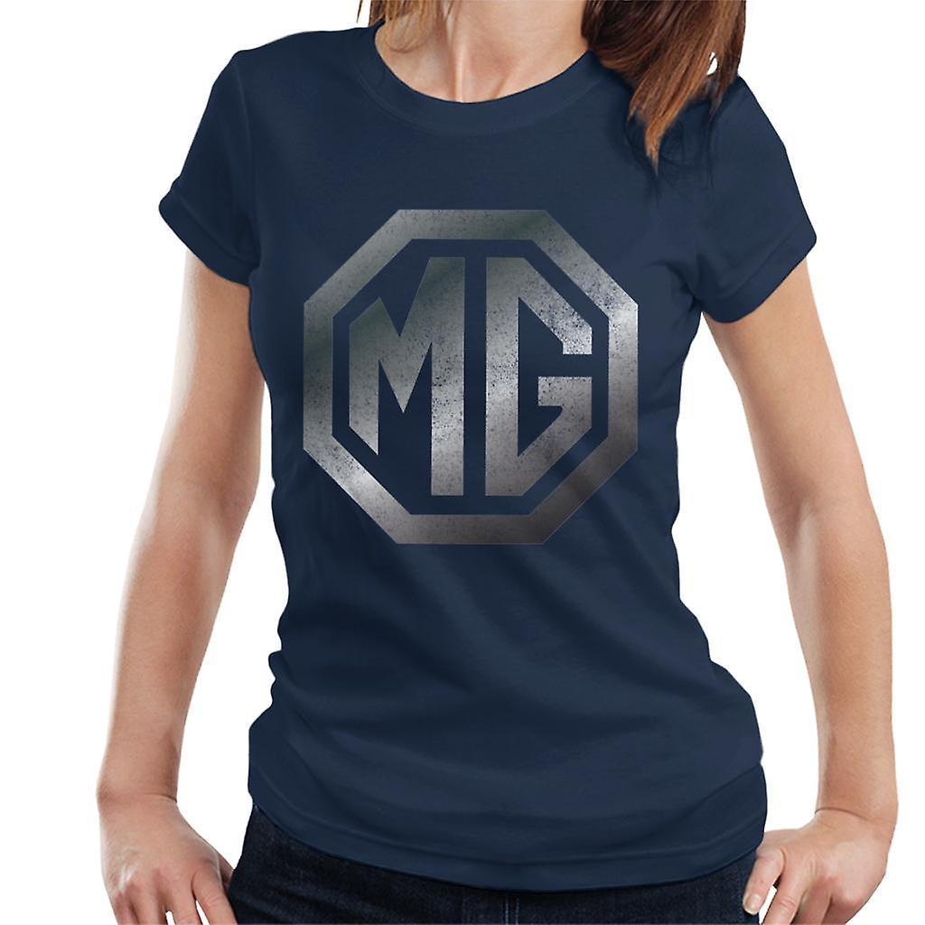 MG Chrome Logo British Motor Heritage Women's T-Shirt Navy Blue X-Large