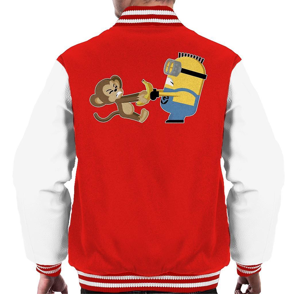 Despicable Me Minion Monkey Banana Battle Men's Varsity Jacket Red/White XX-Large