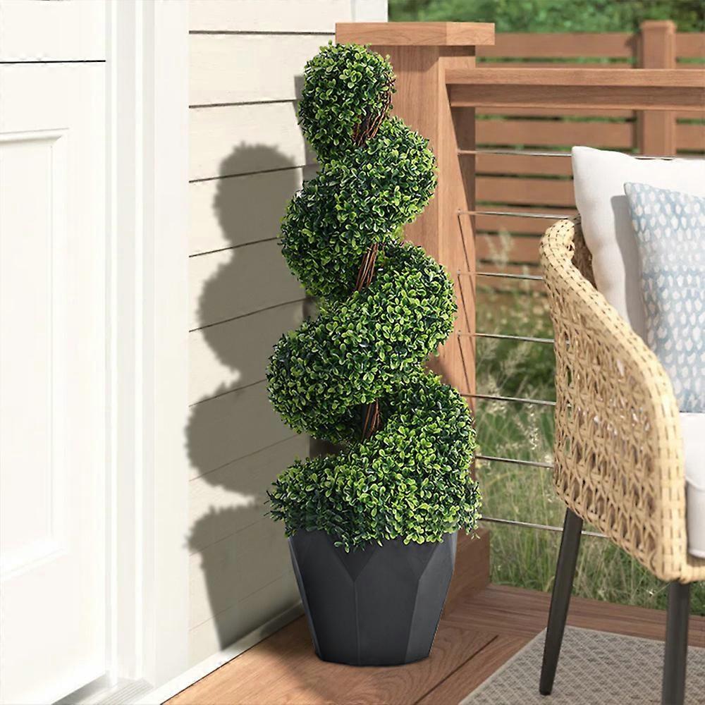 Living And Home 2 Pack Artificial Topiary Spiral Boxwood Tree Fake Plant