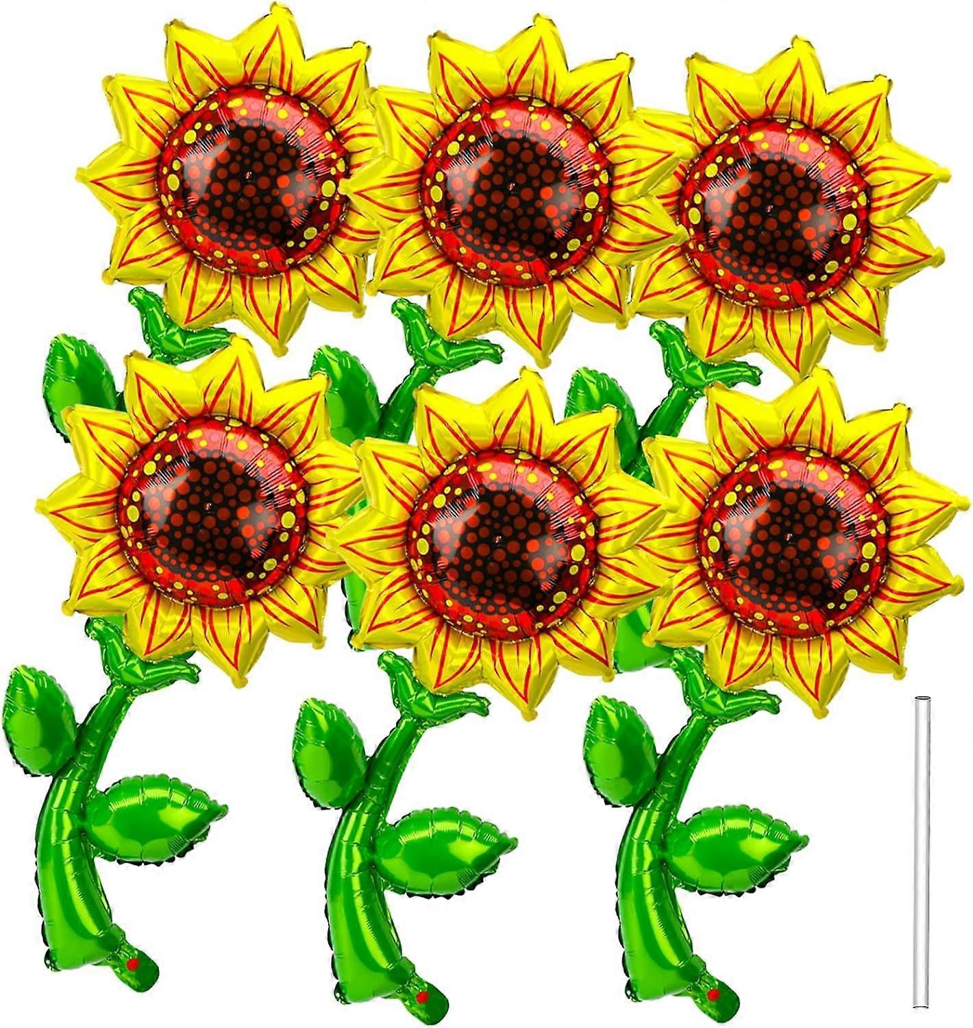 Heyone 10Pack Sunflower Balloons,Sunflower Mylar Balloon Arch Kit,Yellow Aluminum Foil Sunflower Balloon Garland, Sunflower Birthday Party Decorati...