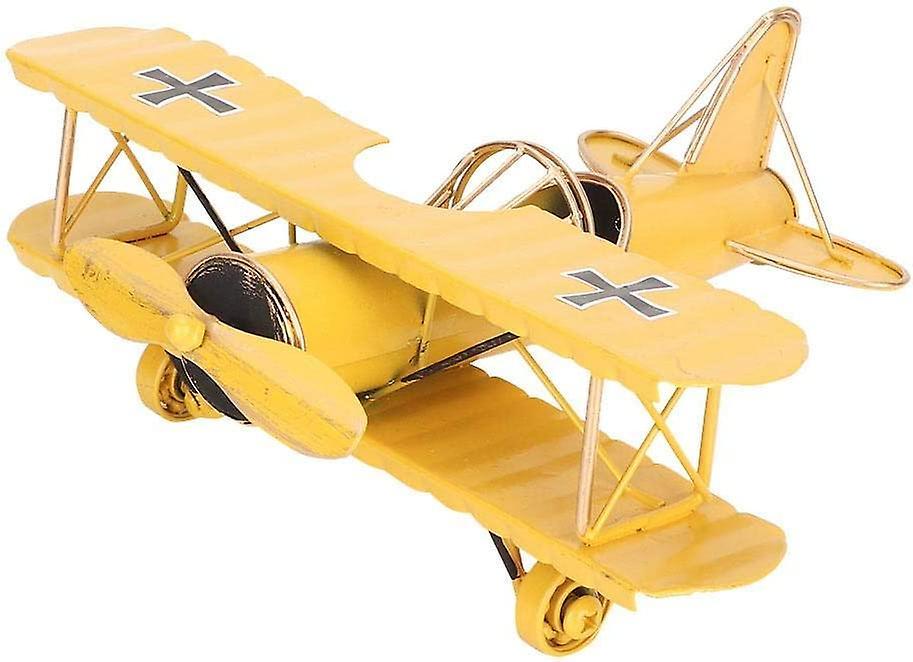 Nirvana Vintage Airplane Model, Mini Metal Biplane Airplane Model Toys For Home Decor Ornament Photo Props Study Office Desk Decoration(yellow)