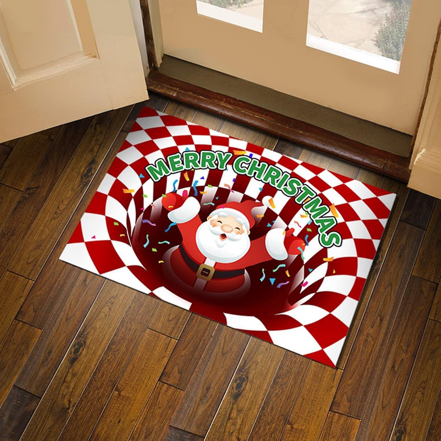 Linkrunning Door Mat, 50 X 80CM Christmas 3D Illusion  Door Mat for Home Party (Merry Christmas)