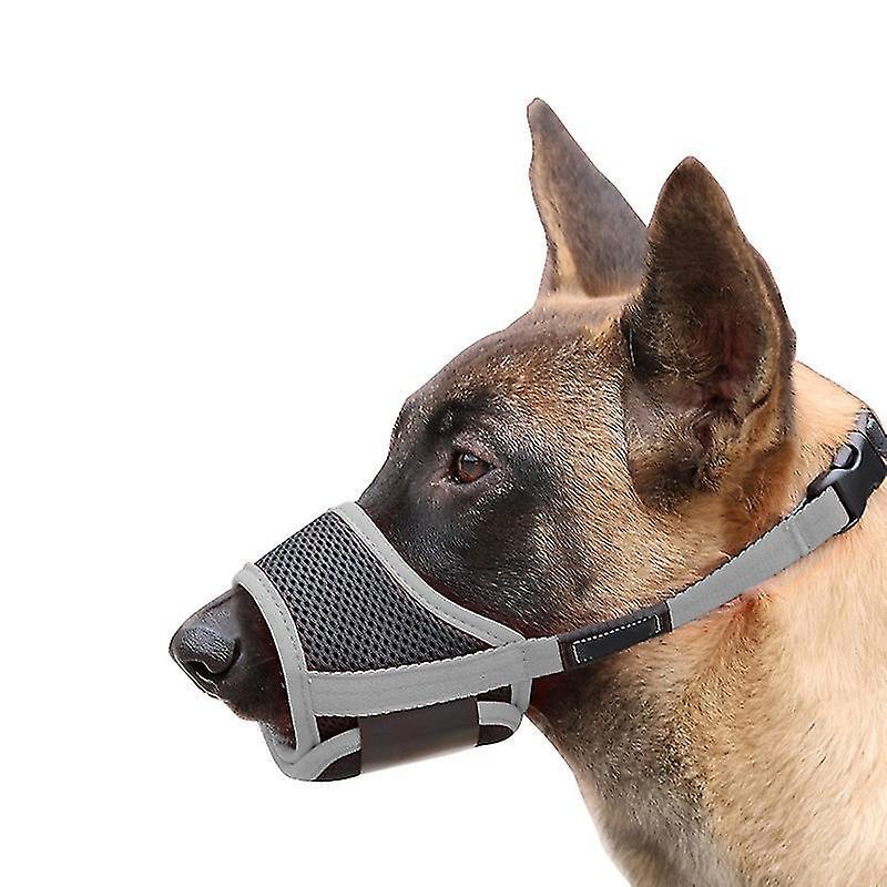 Tianzun Dog Muzzle, Soft Nylon Anti-dropping Muzzle, Air Mesh Breathable Drinkable Dog Muzzle With Adjustable Loop Gray XL