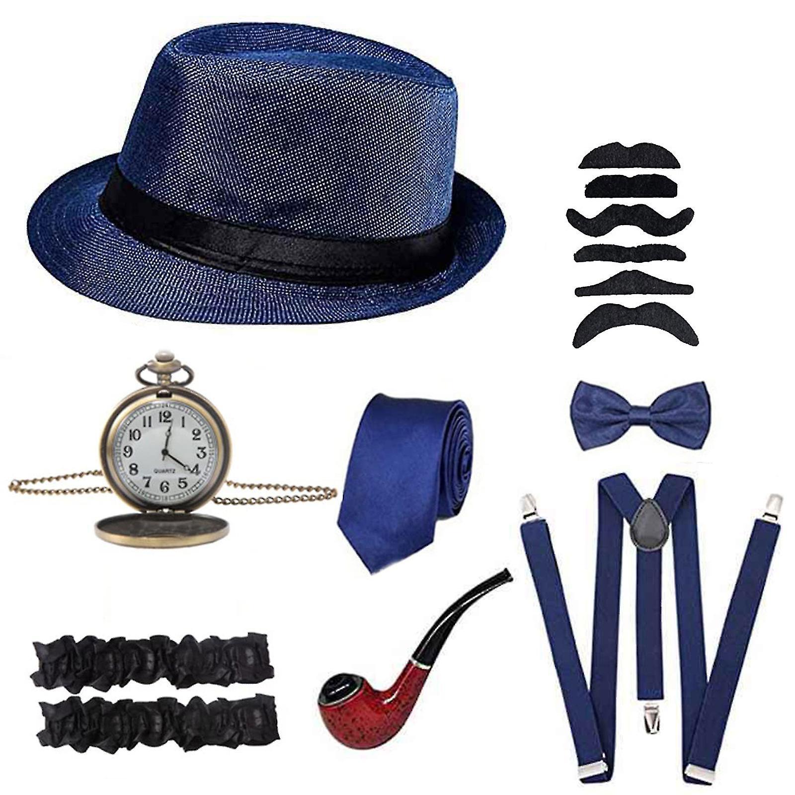 20s Costume Accessories Men's Gatsby Accessories Carnival Costume Set Of 8 - Snngv Dark blue