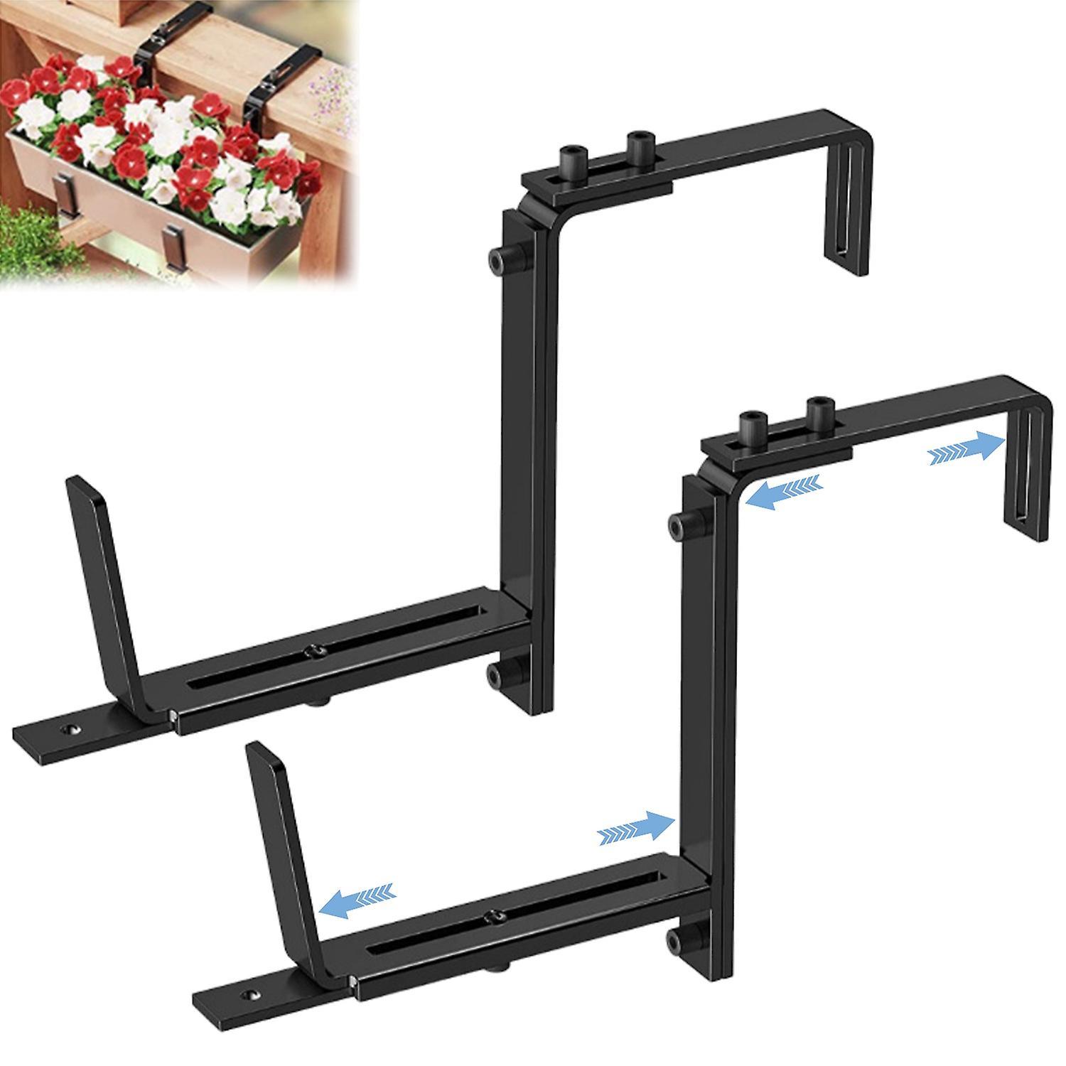 ZHOUBA 2Pcs Wall-Mounted Flower Pot Stand Thickened Deck Railing Adjustable Planter Box Brackets