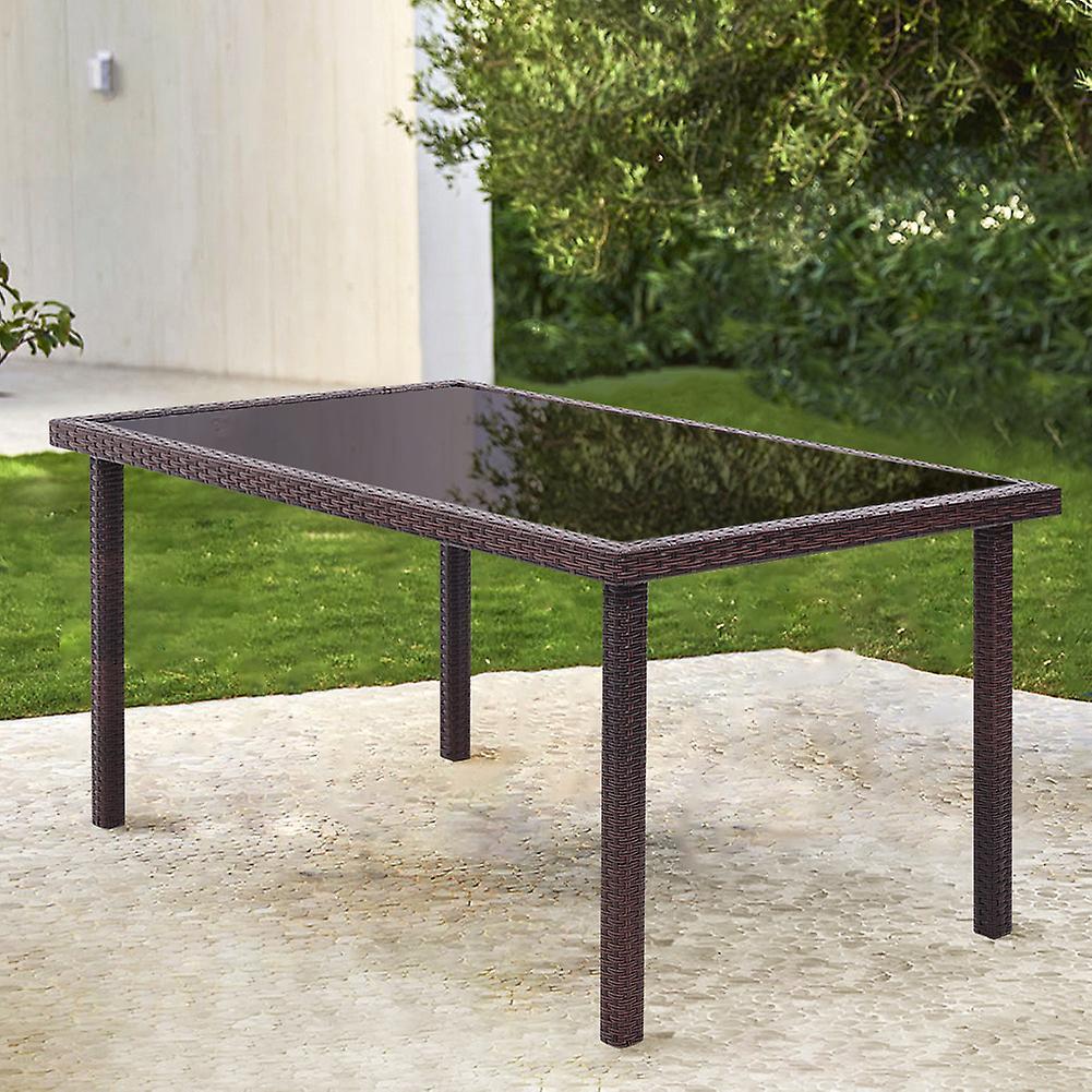 Living And Home Livingandhome Rectangle Outdoor Wicker Rattan Dining Table Brown